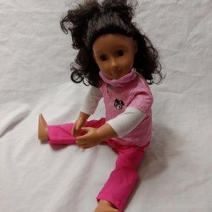 Our Generation 18" Vet Doctor Black Hair Brown Eyes Pink Mask Pants Scrubs Doll